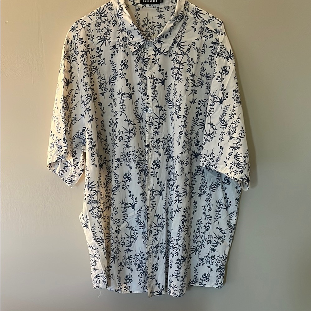 Alfani Blue and White Casual Button Down Shirt